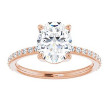 Load image into Gallery viewer, 14K Rose 9x7 mm Oval  Forever One‚Ñ¢ Moissanite &amp; 1/5 CTW Diamond Engagement Ring
