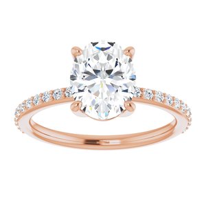 14K Rose 9x7 mm Oval  Forever One‚Ñ¢ Moissanite & 1/5 CTW Diamond Engagement Ring