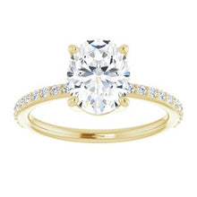 Load image into Gallery viewer, 14K Yellow 9x7 mm Oval  Forever One‚Ñ¢ Moissanite &amp; 1/5 CTW Diamond Engagement Ring
