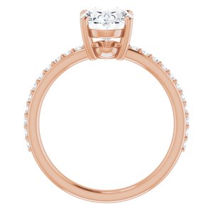 14K Rose 9x7 mm Oval  Forever One‚Ñ¢ Moissanite & 1/5 CTW Diamond Engagement Ring