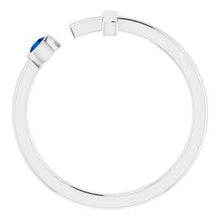 Charger l'image dans la galerie, Sterling Silver Chatham¬Æ Created Blue Sapphire Negative Space Cross Ring
