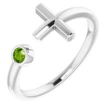 Charger l'image dans la galerie, Sterling Silver Peridot Negative Space Cross Ring
