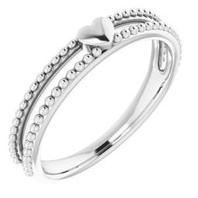 Charger l'image dans la galerie, Sterling Silver Milgrain Stackable Heart Ring
