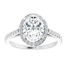 Load image into Gallery viewer, Charles &amp; Colvard Moissanite¬Æ &amp; Diamond Accented Halo-Style Engagement Ring  
