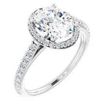 Charger l'image dans la galerie, Bague de fiançailles en or 14 carats blanc 9x7 mm ovale pour toujours un Moissanite et 1/4 CTW
