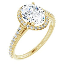Load image into Gallery viewer, 14K Yellow 9x7 mm Oval Forever One‚Ñ¢ Moissanite &amp; 1/4 CTW Diamond Engagement Ring
