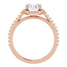 Charger l'image dans la galerie, 14K Rose 9x7 mm ovale Forever One, bague de fiançailles Moissanite et diamant 1/4 CTW
