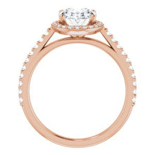 Charger l&#39;image dans la galerie, 14K Rose 9x7 mm ovale Forever One, bague de fiançailles Moissanite et diamant 1/4 CTW
