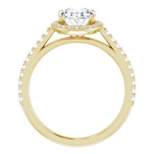 Load image into Gallery viewer, 14K Yellow 9x7 mm Oval Forever One‚Ñ¢ Moissanite &amp; 1/4 CTW Diamond Engagement Ring
