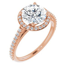 Load image into Gallery viewer, 14K Rose 8 mm Round Forever One‚Ñ¢ Moissanite &amp; 1/4 CTW Diamond Engagement Ring
