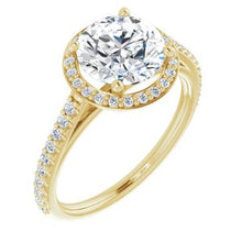 Load image into Gallery viewer, 14K Yellow 8 mm Round Forever One‚Ñ¢ Moissanite &amp; 1/4 CTW Diamond Engagement Ring
