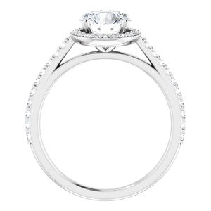 Platinum 7 mm Round Forever One‚Ñ¢ Moissanite & 1/4 CTW Diamond Engagement Ring