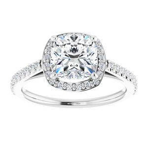 Charles & Colvard Moissanite¬Æ & Diamond Accented Halo-Style Engagement Ring  