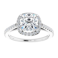 Load image into Gallery viewer, Charles &amp; Colvard Moissanite¬Æ &amp; Diamond Accented Halo-Style Engagement Ring  
