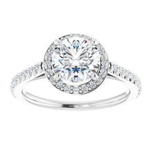 Load image into Gallery viewer, Charles &amp; Colvard Moissanite¬Æ &amp; Diamond Accented Halo-Style Engagement Ring  
