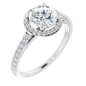 Platinum 7 mm Round Forever One‚Ñ¢ Moissanite & 1/4 CTW Diamond Engagement Ring