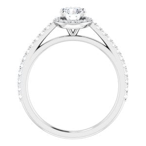 14K White 3/4 CTW Diamond Halo-Style Engagement Ring
