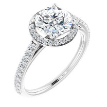 Load image into Gallery viewer, Platinum 7.5 mm Round Forever One‚Ñ¢ Moissanite &amp; 1/4 CTW Diamond Engagement Ring
