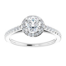 Load image into Gallery viewer, 14K White 3/4 CTW Diamond Halo-Style Engagement Ring
