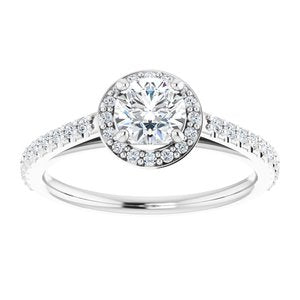 14K White 3/4 CTW Diamond Halo-Style Engagement Ring