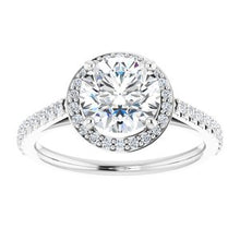Load image into Gallery viewer, Charles &amp; Colvard Moissanite¬Æ &amp; Diamond Accented Halo-Style Engagement Ring  

