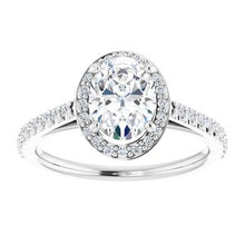 Load image into Gallery viewer, Charles &amp; Colvard Moissanite¬Æ &amp; Diamond Accented Halo-Style Engagement Ring  
