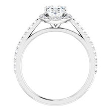 Load image into Gallery viewer, Platinum 8x6 mm Oval Forever One‚Ñ¢ Moissanite &amp; 1/4 CTW Diamond Engagement Ring
