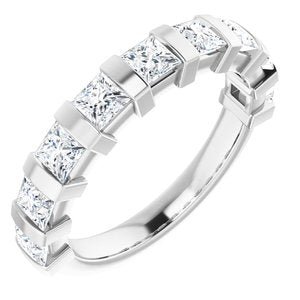 14K White 1 3/8 CTW Diamond Anniversary Band