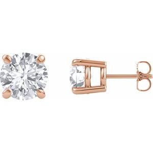 14K Rose 8 mm Round Forever One‚Ñ¢ Moissanite Earrings