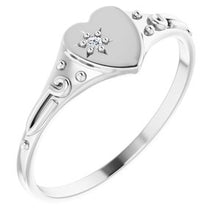 Load image into Gallery viewer, Sterling Silver .01 Diamond Heart Ring Size 3
