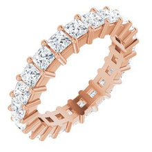 Load image into Gallery viewer, 14K Rose 2 1/6 CTW Diamond Square Eternity Band Size 5
