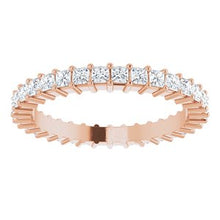 Load image into Gallery viewer, 14K Rose 1 1/5CTW Diamond Square Eternity Band Size 7
