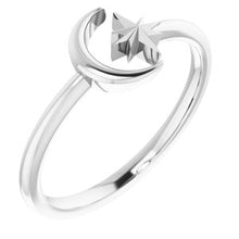 Load image into Gallery viewer, Sterling Silver Crescent Moon &amp; Star Negative Space Ring
