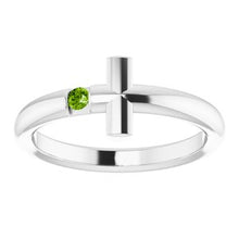 Charger l'image dans la galerie, Sterling Silver Peridot Sideways Cross Ring
