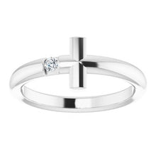 Load image into Gallery viewer, Sterling Silver .05 CTW Diamond Sideways Cross Ring
