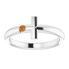 Charger l'image dans la galerie, Sterling Silver Citrine Sideways Cross Ring

