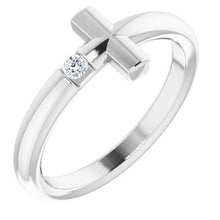 Load image into Gallery viewer, Sterling Silver .05 CTW Diamond Sideways Cross Ring
