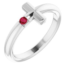 Charger l'image dans la galerie, Sterling Silver Ruby Sideways Cross Ring
