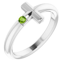 Charger l'image dans la galerie, Sterling Silver Peridot Sideways Cross Ring
