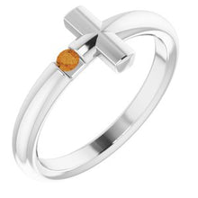 Charger l'image dans la galerie, Sterling Silver Citrine Sideways Cross Ring
