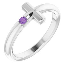 Load image into Gallery viewer, Sterling Silver Amethyst Sideways Cross Ring

