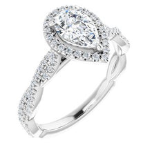 Load image into Gallery viewer, Platinum 8x5 mm Pear Forever One‚Ñ¢ Moissanite &amp; 1/4 CTW Diamond Engagement Ring
