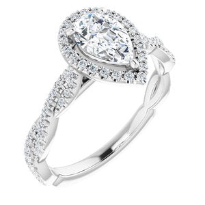 Platinum 8x5 mm Pear Forever One‚Ñ¢ Moissanite & 1/4 CTW Diamond Engagement Ring