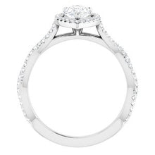 Load image into Gallery viewer, Platinum 8x5 mm Pear Forever One‚Ñ¢ Moissanite &amp; 1/4 CTW Diamond Engagement Ring

