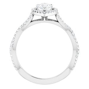 Platinum 8x5 mm Pear Forever One‚Ñ¢ Moissanite & 1/4 CTW Diamond Engagement Ring