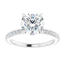 Charger l'image dans la galerie, Bague de fiançailles platine 8 mm ronde Forever One, Moissanite et diamant 1/3 CTW

