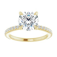 Charger l'image dans la galerie, Bague de fiançailles en or 14 carats jaune 8 mm ronde pour toujours avec un diamant Moissanite et 1/3 CTW
