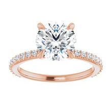 Load image into Gallery viewer, 14K Rose 8 mm Round Forever One‚Ñ¢ Moissanite &amp; 1/3 CTW Diamond Engagement Ring
