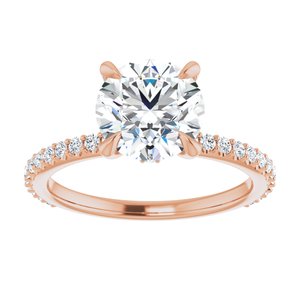 14K Rose 8 mm Round Forever One‚Ñ¢ Moissanite & 1/3 CTW Diamond Engagement Ring
