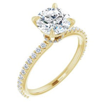 Load image into Gallery viewer, 14K Yellow 7.5 mm Round Forever One‚Ñ¢ Moissanite &amp; 1/3 CTW Diamond Engagement Ring

